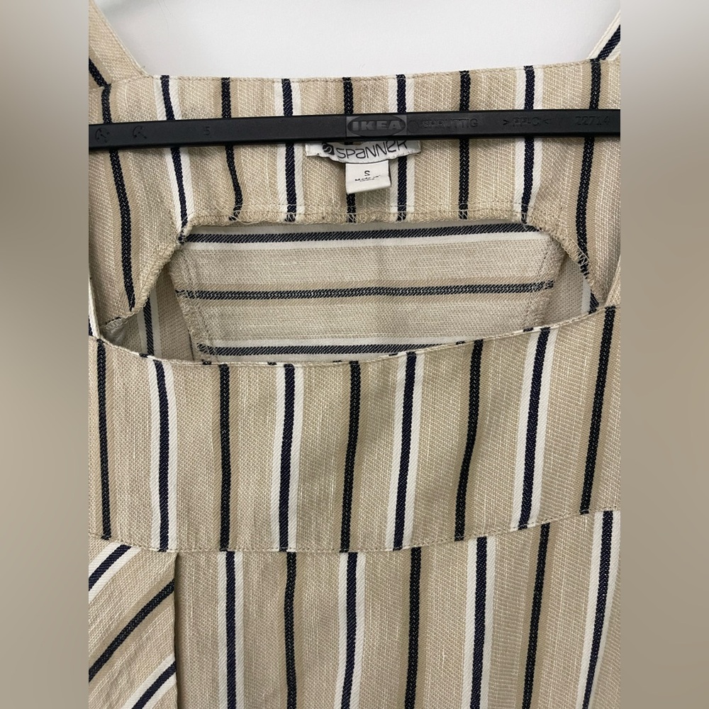 Spanner Midi Dress Tan/white/charcoal striped sleeveless dress size S - Picture 5 of 5